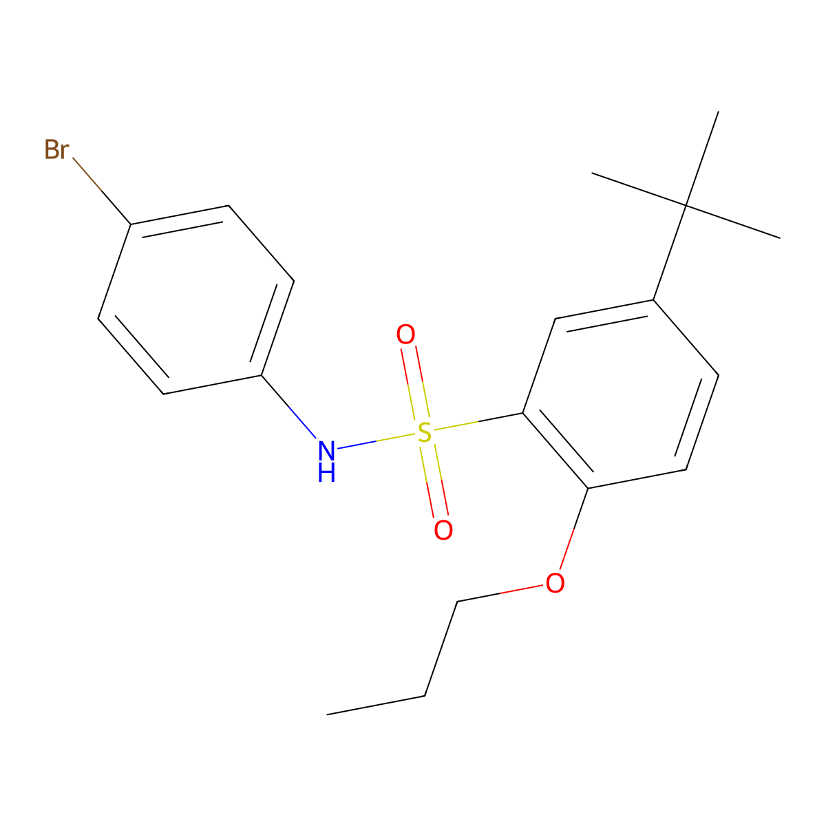 N-(4-bromophenyl)-5-tert-butyl-2-propoxybenzene-1-sulfonamide molecular structure, CAS 2871114-83-7