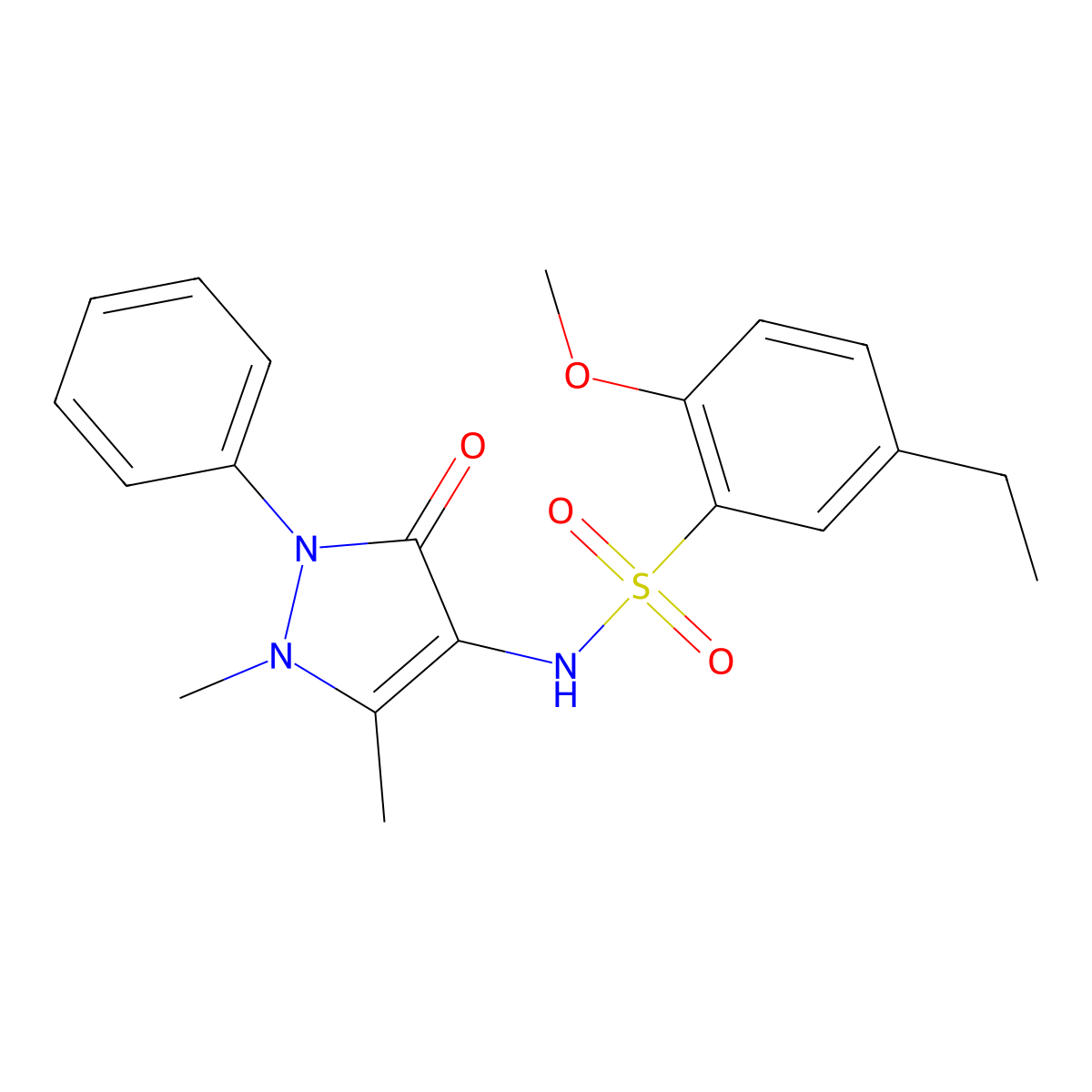N-(1,5-dimethyl-3-oxo-2-phenyl-2,3-dihydro-1H-pyrazol-4-yl)-5-ethyl-2-methoxybenzene-1-sulfonamide molecular structure, CAS 2871118-03-3