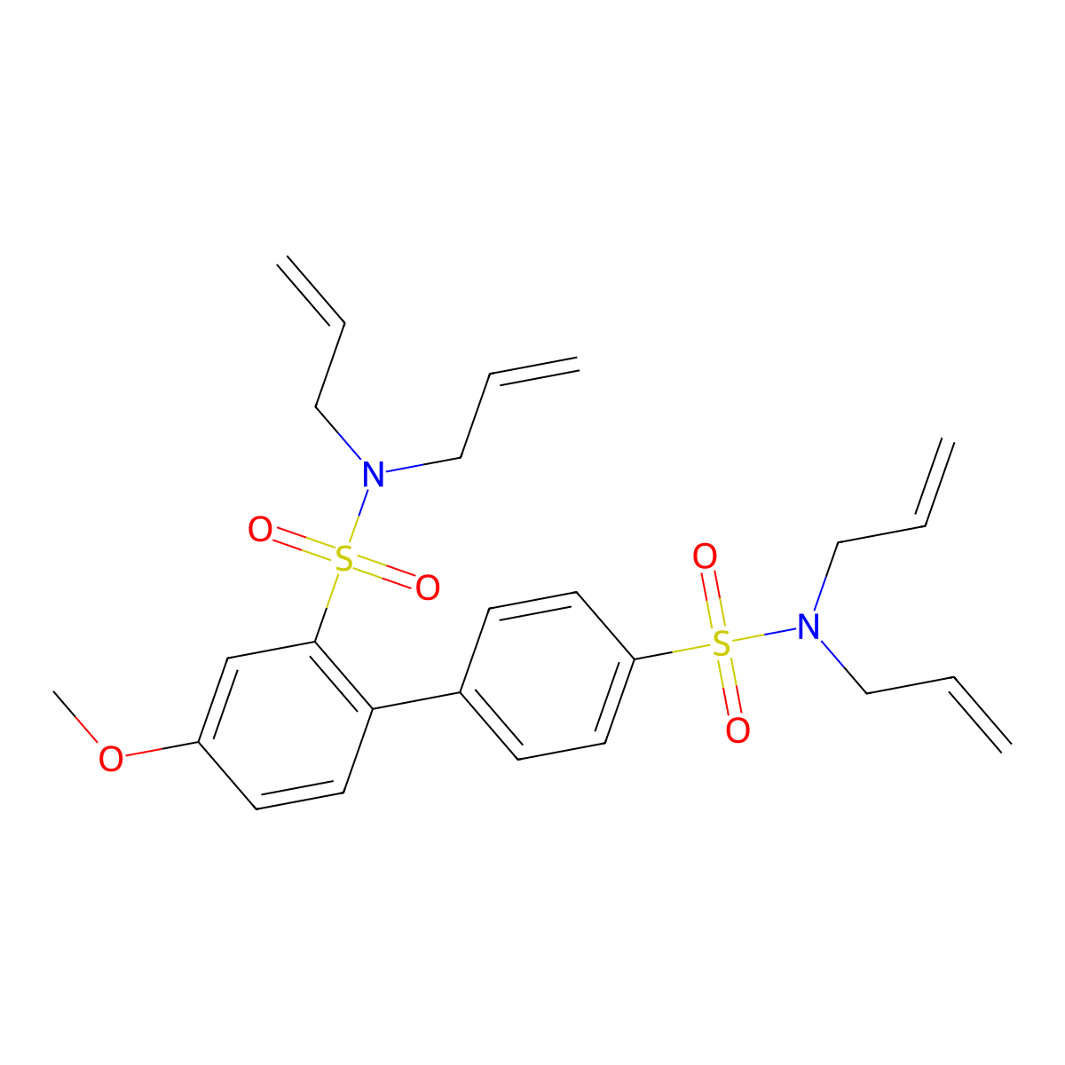 4-methoxy-N2,N2,N4,N4-tetrakis(prop-2-en-1-yl)-[1,1-biphenyl]-2,4-disulfonamide molecular structure, CAS 2871120-73-7