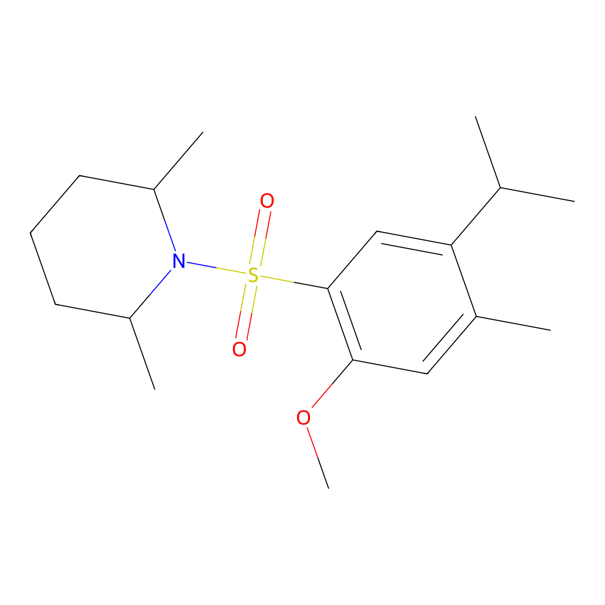 1-[2-Methoxy-4-methyl-5-(propan-2-yl)benzenesulfonyl]-2,6-dimethylpiperidine molecular structure, CAS 2871125-48-1