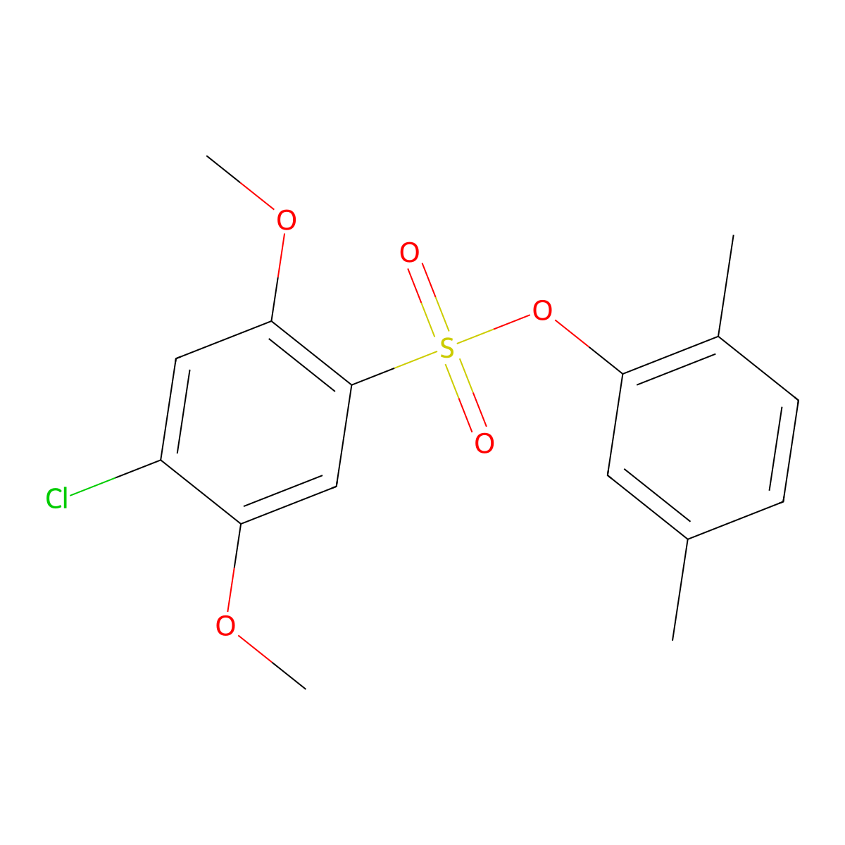 2,5-Dimethylphenyl 4-chloro-2,5-dimethoxybenzene-1-sulfonate molecular structure, CAS 2871134-76-6
