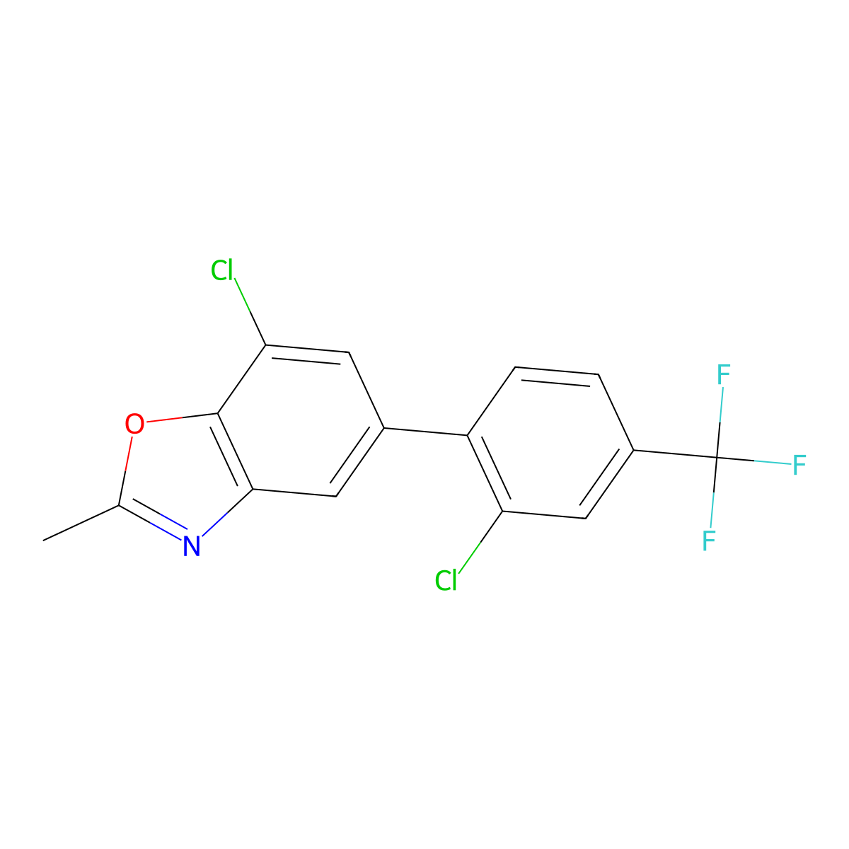 7-Chloro-5-[2-chloro-4-(trifluoromethyl)phenyl]-2-methyl-1,3-benzoxazole molecular structure, CAS 2871138-86-0