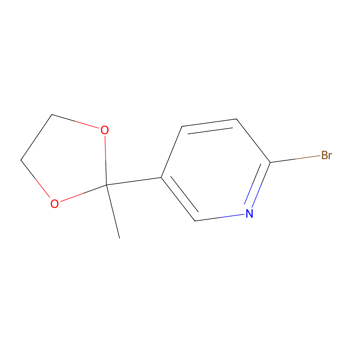 2-Bromo-5-(2-methyl-1,3-dioxolan-2-yl)pyridine molecular structure, CAS 287116-76-1