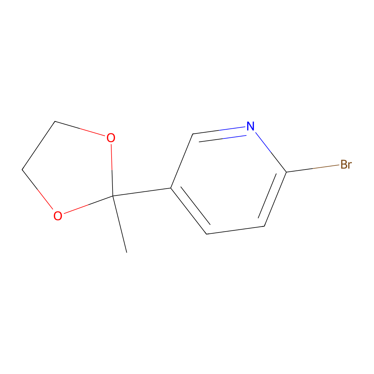 2-Bromo-5-(2-methyl-1,3-dioxolan-2-yl)pyridine molecular structure, CAS 287116-76-1