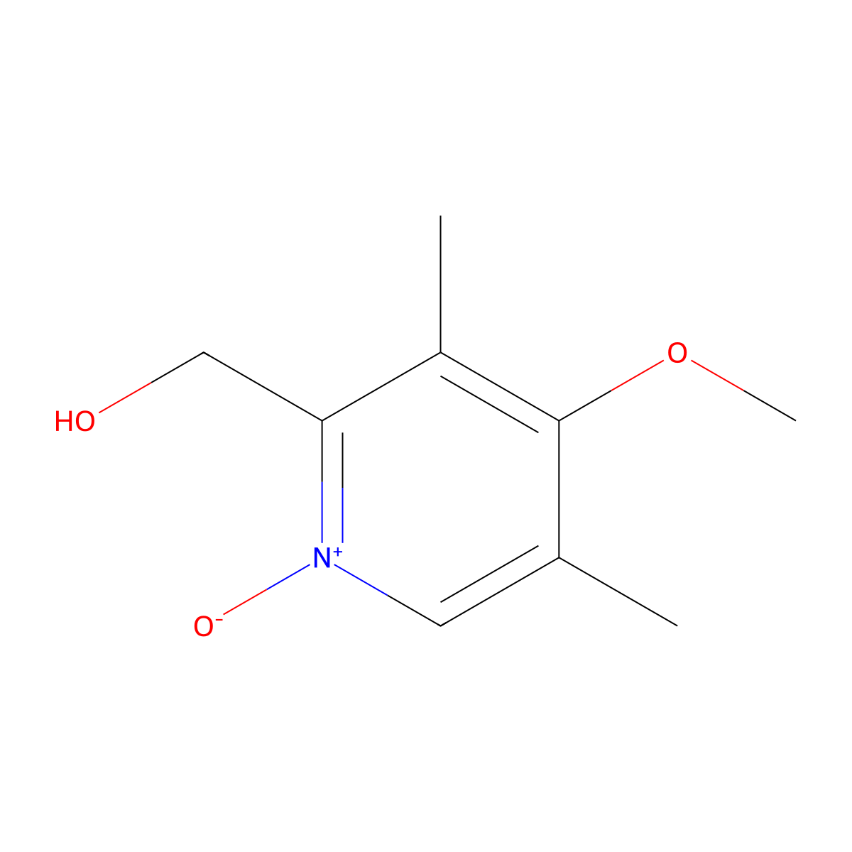 2-Pyridinemethanol, 4-methoxy-3,5-dimethyl-, 1-oxide molecular structure, CAS 287118-45-0