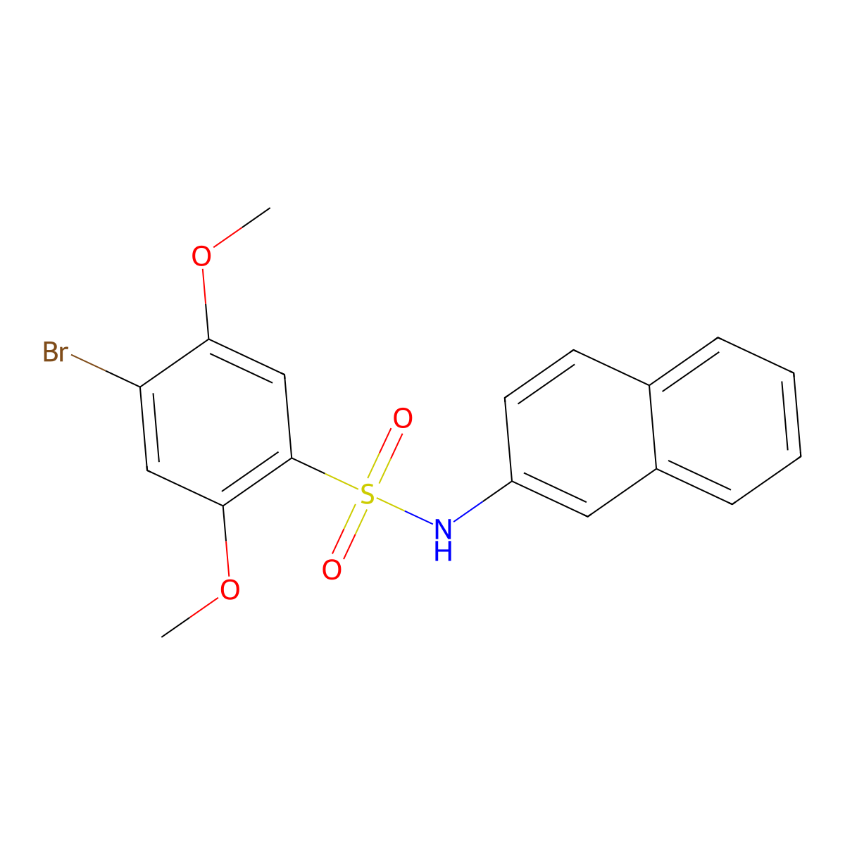 4-bromo-2,5-dimethoxy-N-(naphthalen-2-yl)benzene-1-sulfonamide molecular structure, CAS 2871287-28-2