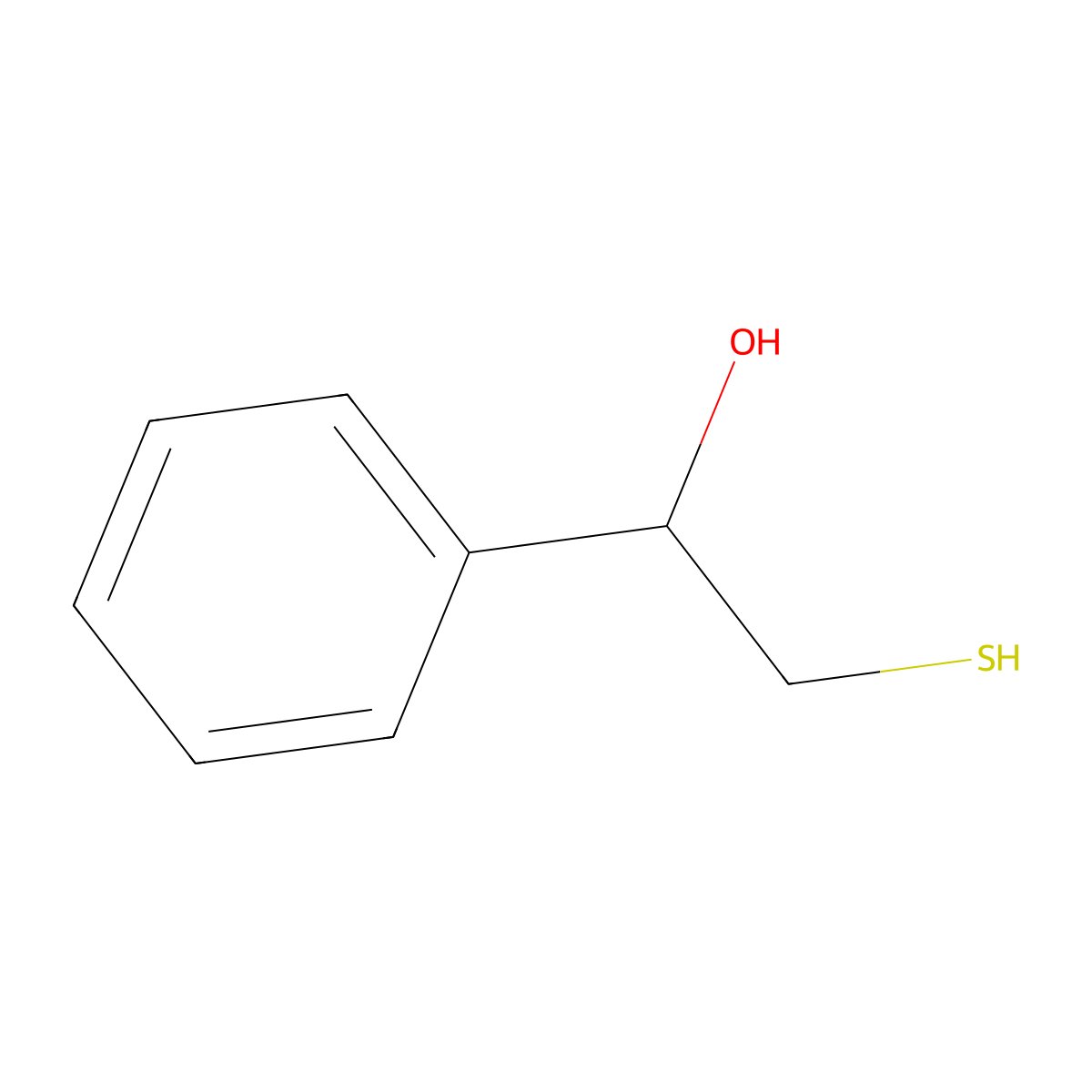 1-Phenyl-2-sulfanylethan-1-ol molecular structure, CAS 28713-50-0
