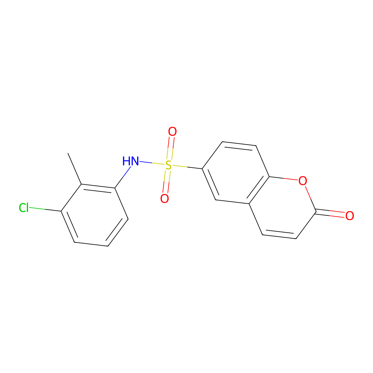 N-(3-chloro-2-methylphenyl)-2-oxo-2H-chromene-6-sulfonamide molecular structure, CAS 2871315-24-9