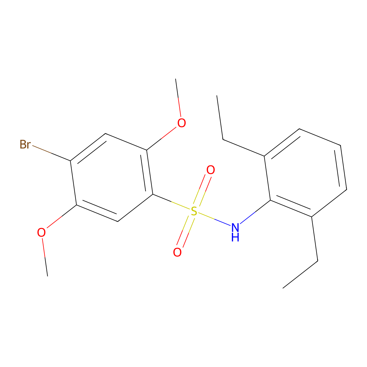 4-bromo-N-(2,6-diethylphenyl)-2,5-dimethoxybenzene-1-sulfonamide molecular structure, CAS 2871343-74-5