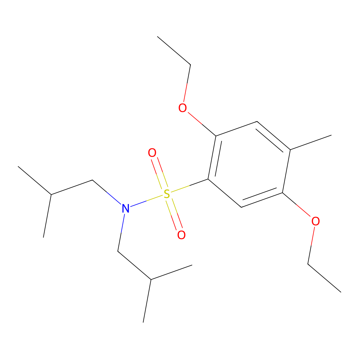 2,5-diethoxy-4-methyl-N,N-bis(2-methylpropyl)benzene-1-sulfonamide molecular structure, CAS 2871392-88-8