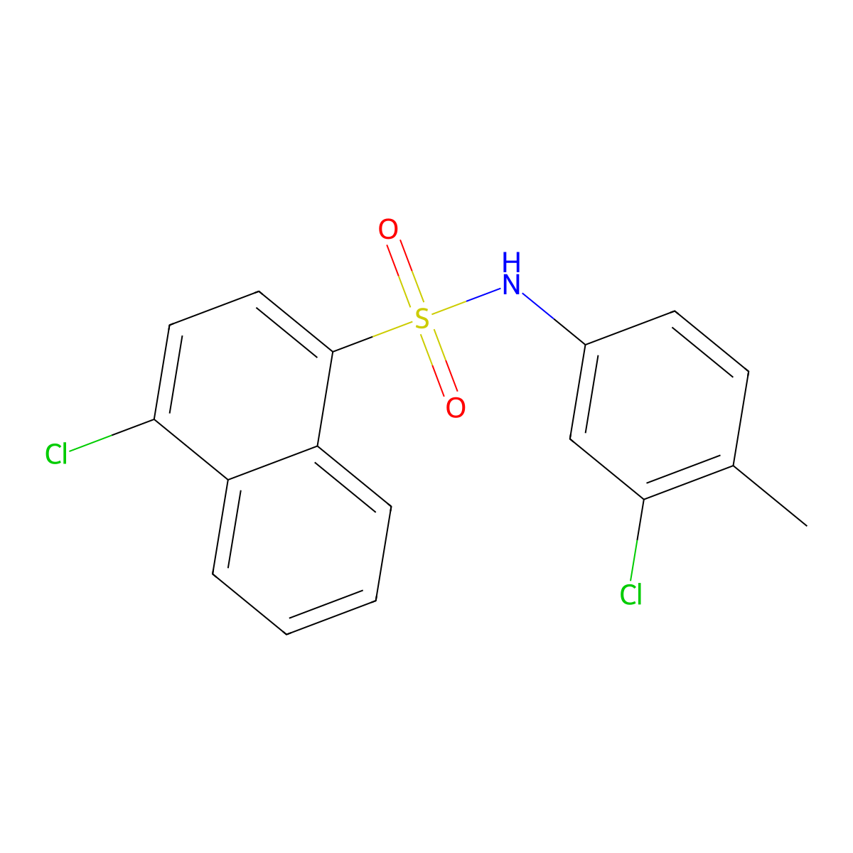 4-chloro-N-(3-chloro-4-methylphenyl)naphthalene-1-sulfonamide molecular structure, CAS 2871405-92-2