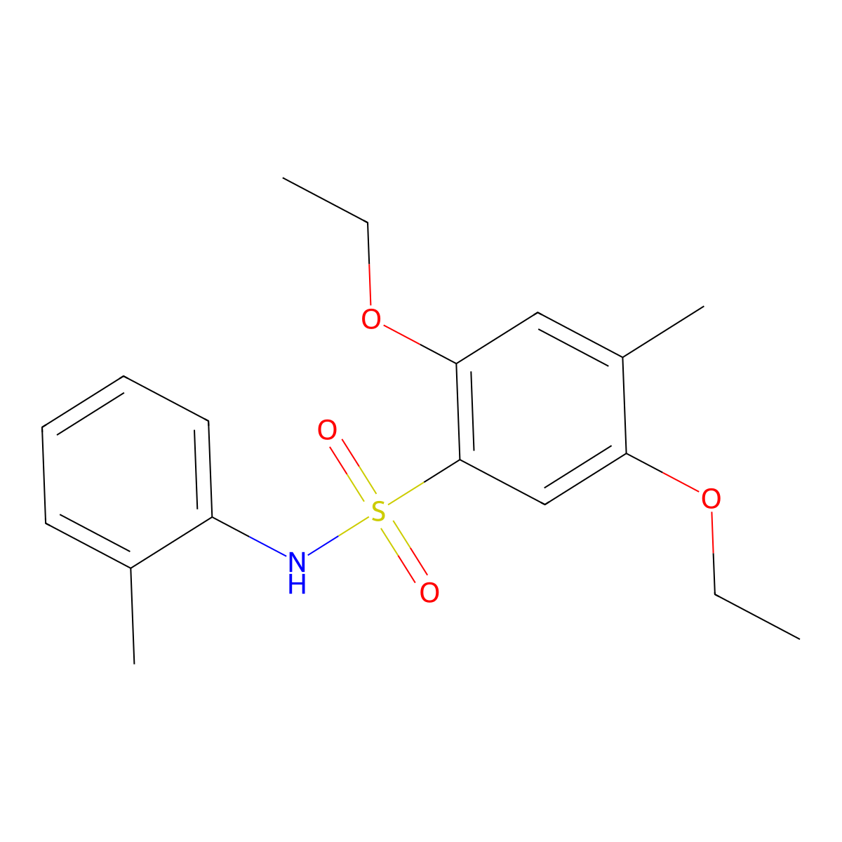 2,5-diethoxy-4-methyl-N-(2-methylphenyl)benzene-1-sulfonamide molecular structure, CAS 2871433-37-1