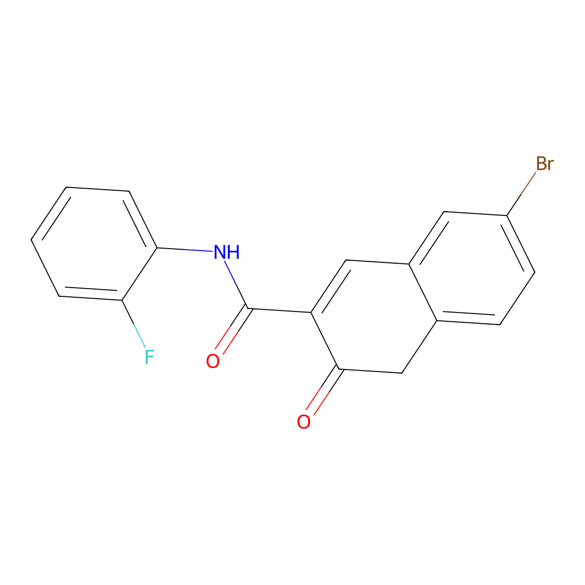 7-bromo-N-(2-fluorophenyl)-3-oxo-3,4-dihydronaphthalene-2-carboxamide molecular structure, CAS 2871433-39-3