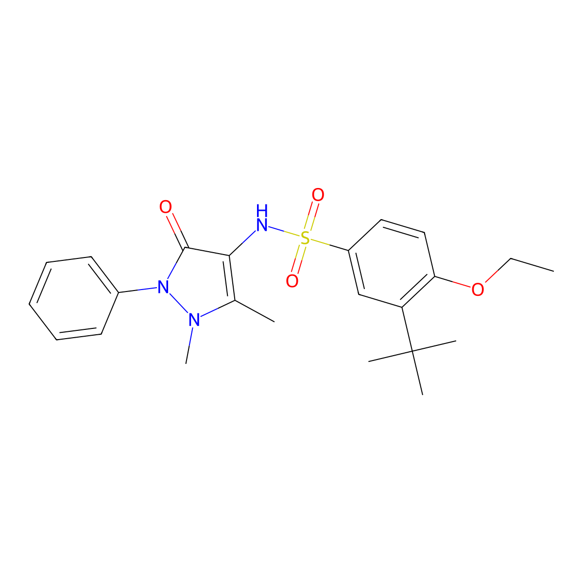 3-tert-butyl-N-(1,5-dimethyl-3-oxo-2-phenyl-2,3-dihydro-1H-pyrazol-4-yl)-4-ethoxybenzene-1-sulfonamide molecular structure, CAS 2871445-91-7