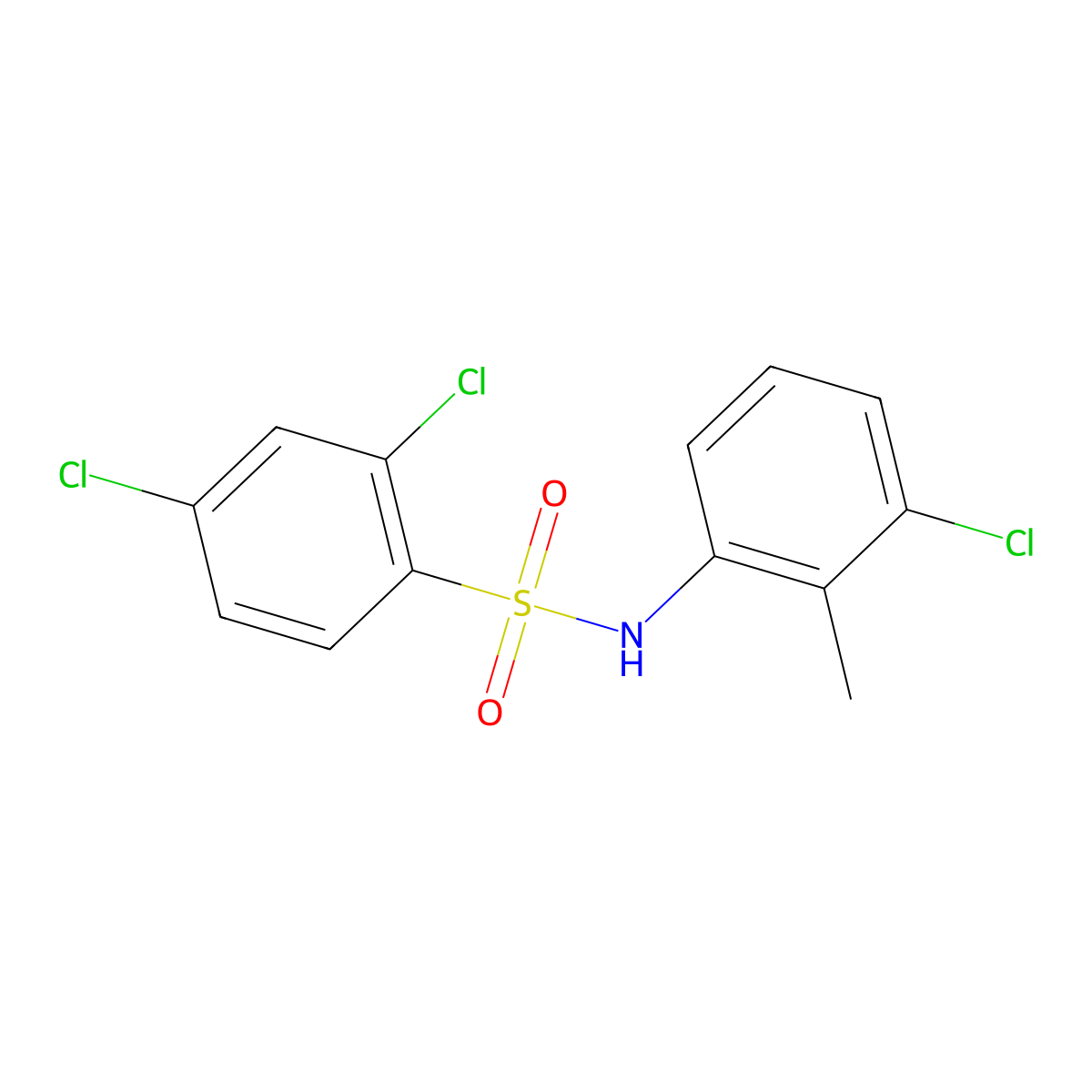 2,4-dichloro-N-(3-chloro-2-methylphenyl)benzene-1-sulfonamide molecular structure, CAS 2871474-56-3
