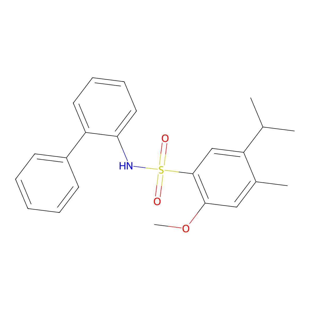 2-methoxy-4-methyl-N-(2-phenylphenyl)-5-propan-2-ylbenzenesulfonamide molecular structure, CAS 2871474-80-3
