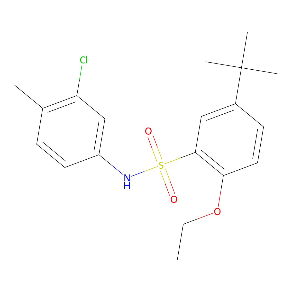 5-tert-butyl-N-(3-chloro-4-methylphenyl)-2-ethoxybenzene-1-sulfonamide molecular structure, CAS 2871475-16-8