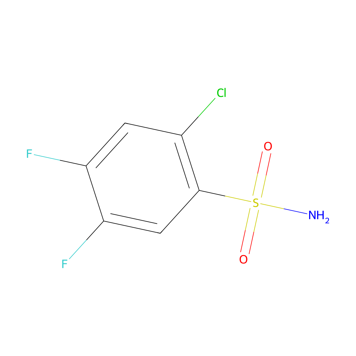 2-Chloro-4,5-difluorobenzenesulfonamide molecular structure, CAS 287172-64-9