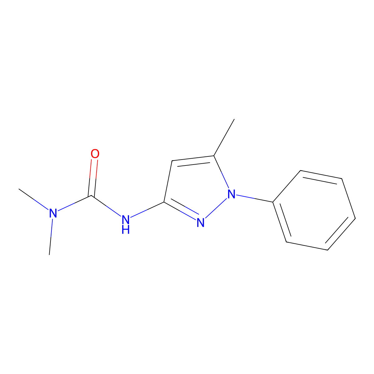 N,N-dimethyl-N'-(5-methyl-1-phenyl-1H-pyrazol-3-yl)urea molecular structure, CAS 287176-84-5