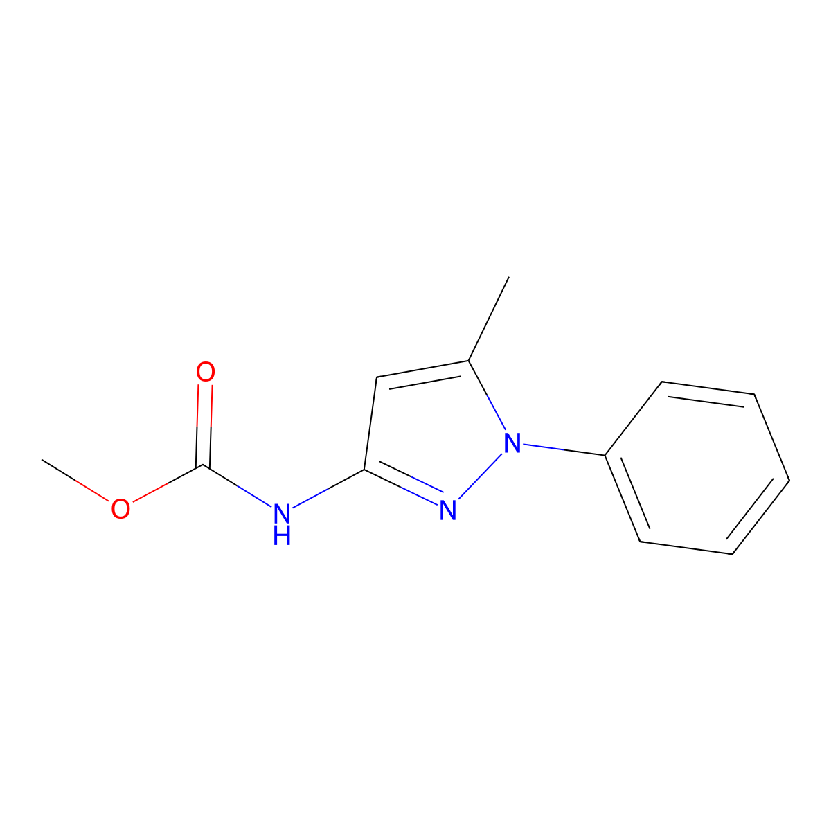 methyl N-(5-methyl-1-phenyl-1H-pyrazol-3-yl)carbamate molecular structure, CAS 287176-87-8