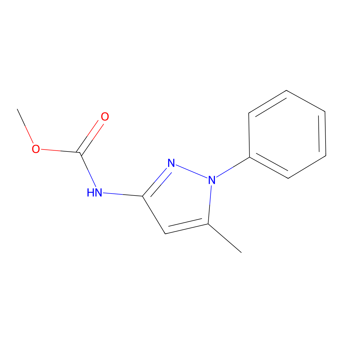 methyl N-(5-methyl-1-phenyl-1H-pyrazol-3-yl)carbamate molecular structure, CAS 287176-87-8
