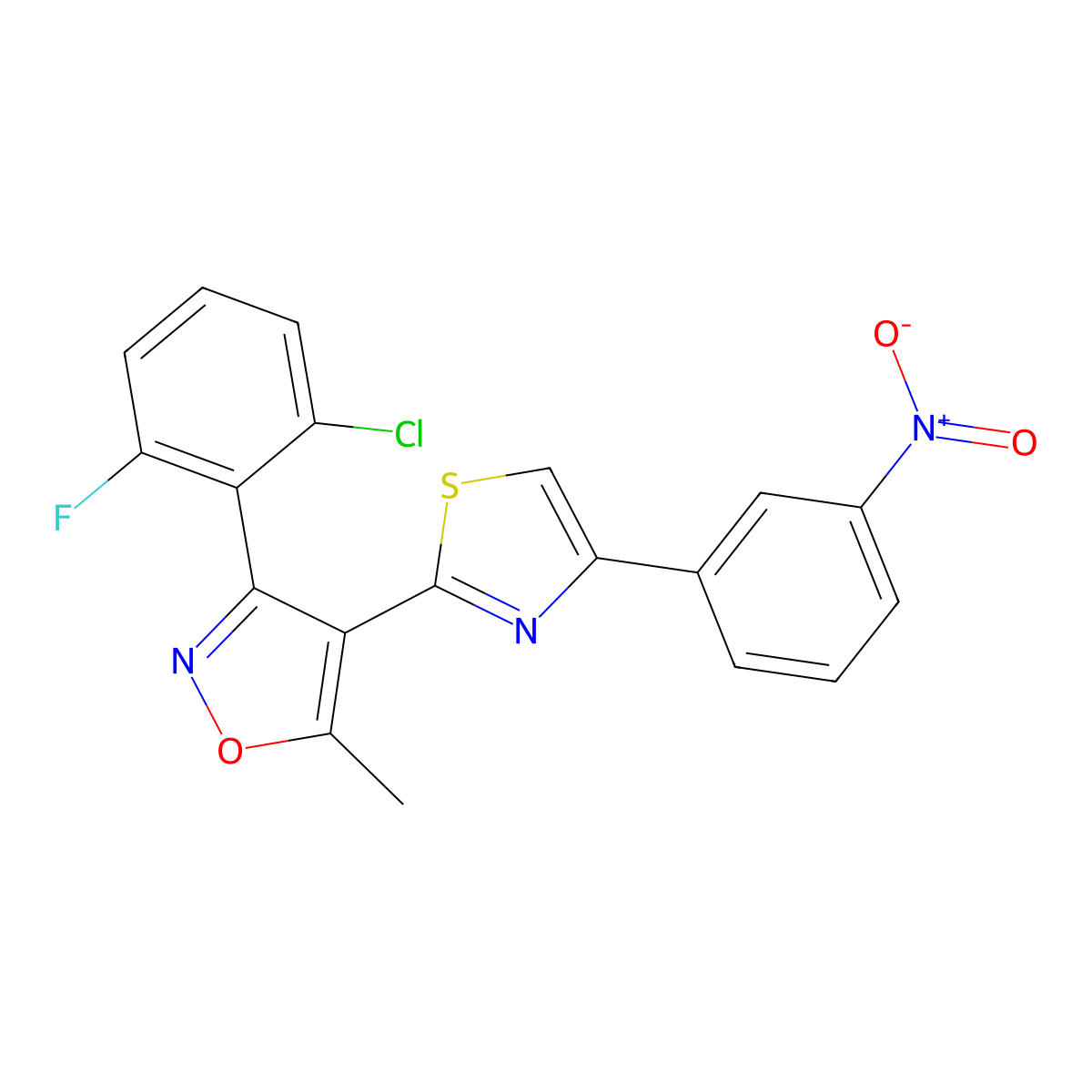 3-(2-Chloro-6-fluorophenyl)-5-methyl-4-[4-(3-nitrophenyl)-1,3-thiazol-2-yl]-1,2-oxazole molecular structure, CAS 287176-94-7