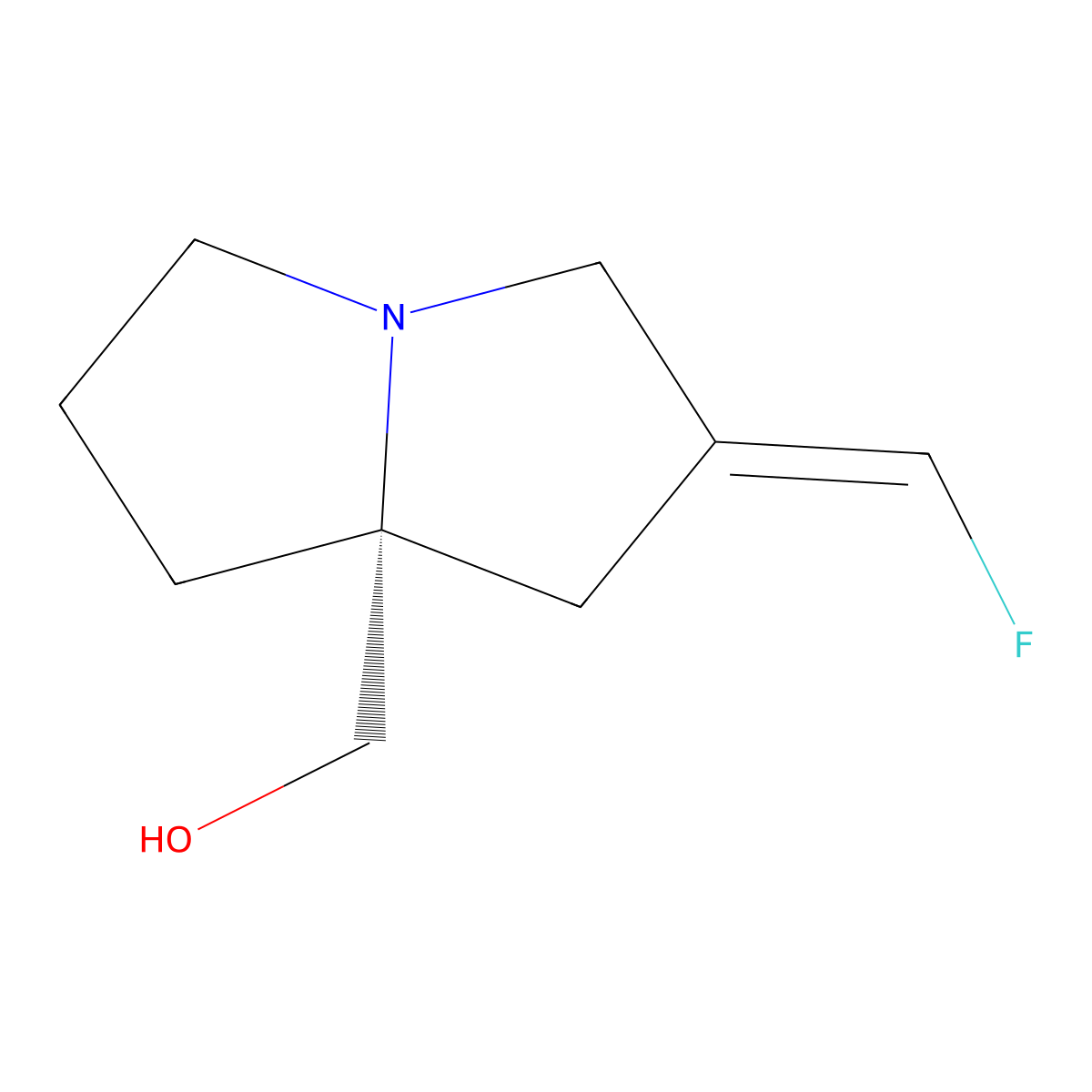 (R)-(2-(Fluoromethylene)tetrahydro-1H-pyrrolizin-7A(5H)-YL)methanol molecular structure, CAS 2871770-13-5