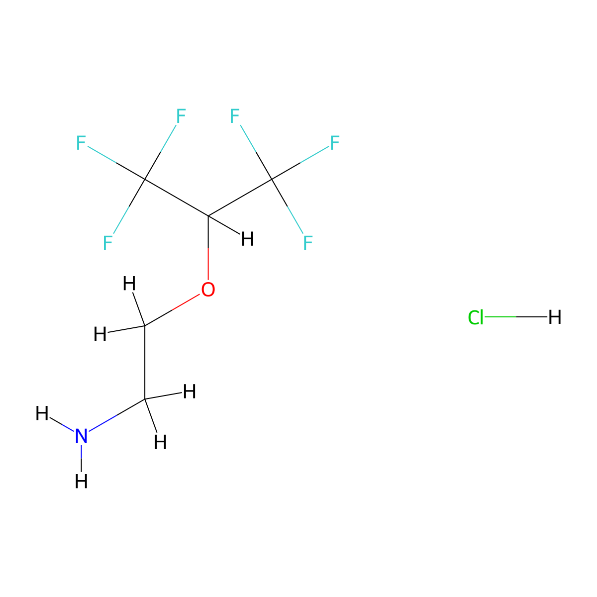 2-[(1,1,1,3,3,3-Hexafluoropropan-2-yl)oxy]ethan-1-amine hydrochloride molecular structure, CAS 2871795-39-8