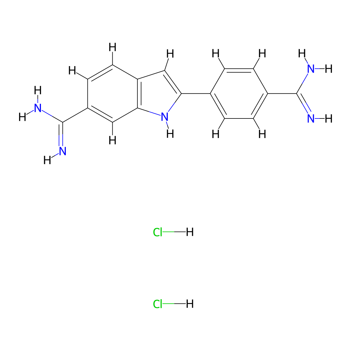 Dapi dihydrochloride molecular structure, CAS 28718-90-3