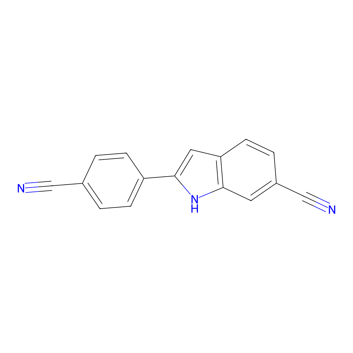 2-(4-Cyanophenyl)-1H-indole-6-carbonitrile molecular structure, CAS 28719-00-8