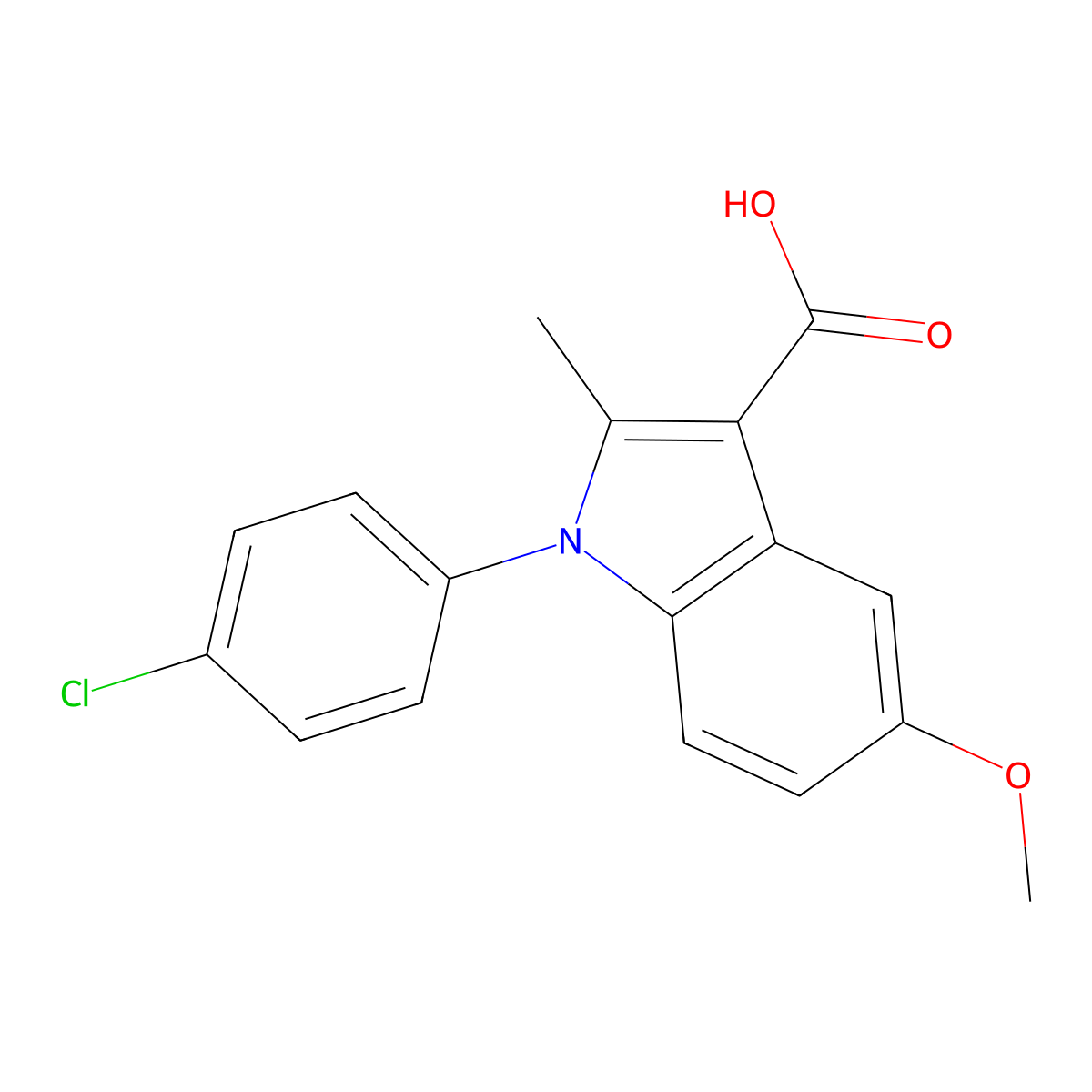 1-(4-chlorophenyl)-5-methoxy-2-methyl-1H-indole-3-carboxylic acid molecular structure, CAS 28719-13-3