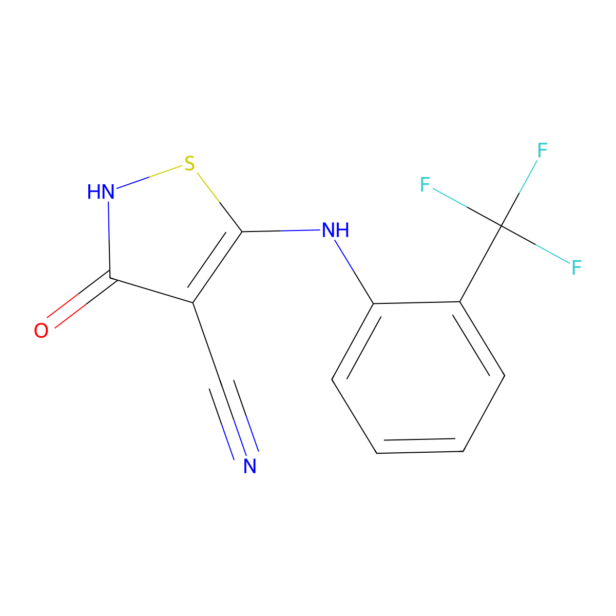 3-Oxo-5-[[2-(trifluoromethyl)phenyl]amino]-2,3-dihydroisothiazole-4-carbonitrile molecular structure, CAS 287196-91-2