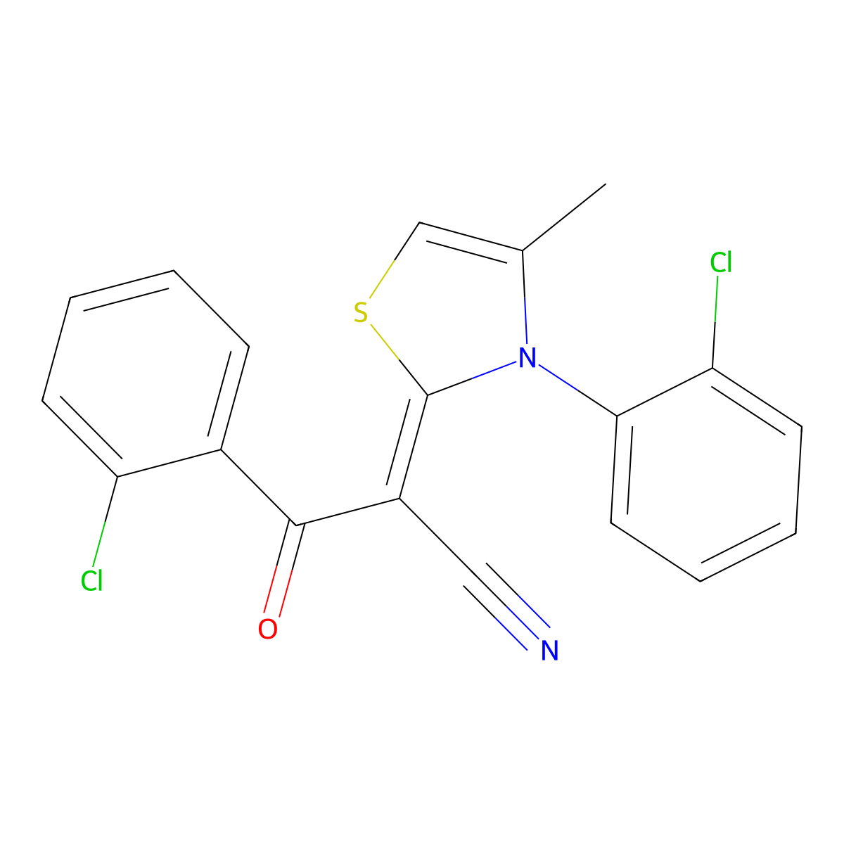 2-Chloro-I+/--[3-(2-chlorophenyl)-4-methyl-2(3H)-thiazolylidene]-I(2)-oxobenzenepropanenitrile molecular structure, CAS 287197-08-4