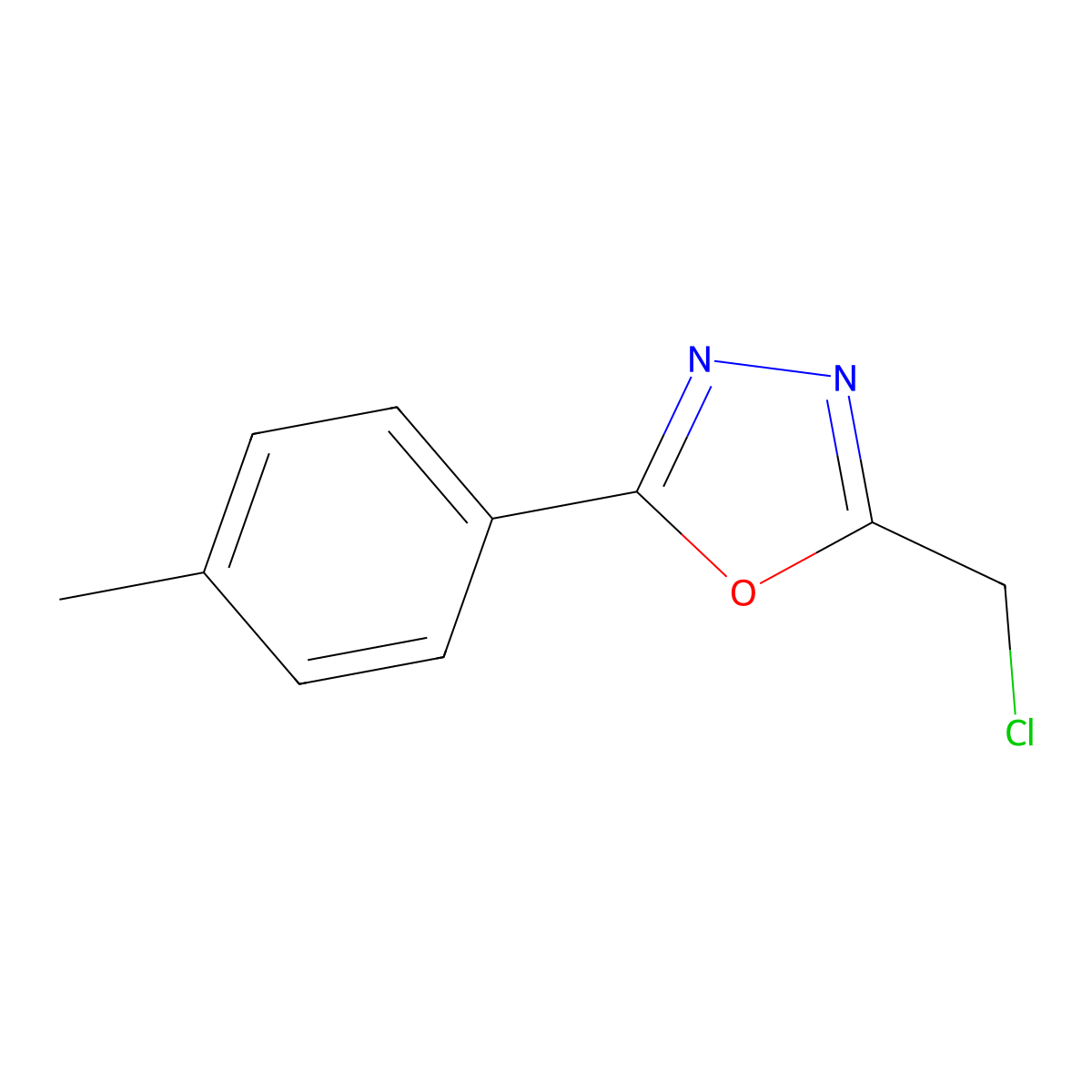 2-(Chloromethyl)-5-(4-methylphenyl)-1,3,4-oxadiazole molecular structure, CAS 287197-95-9