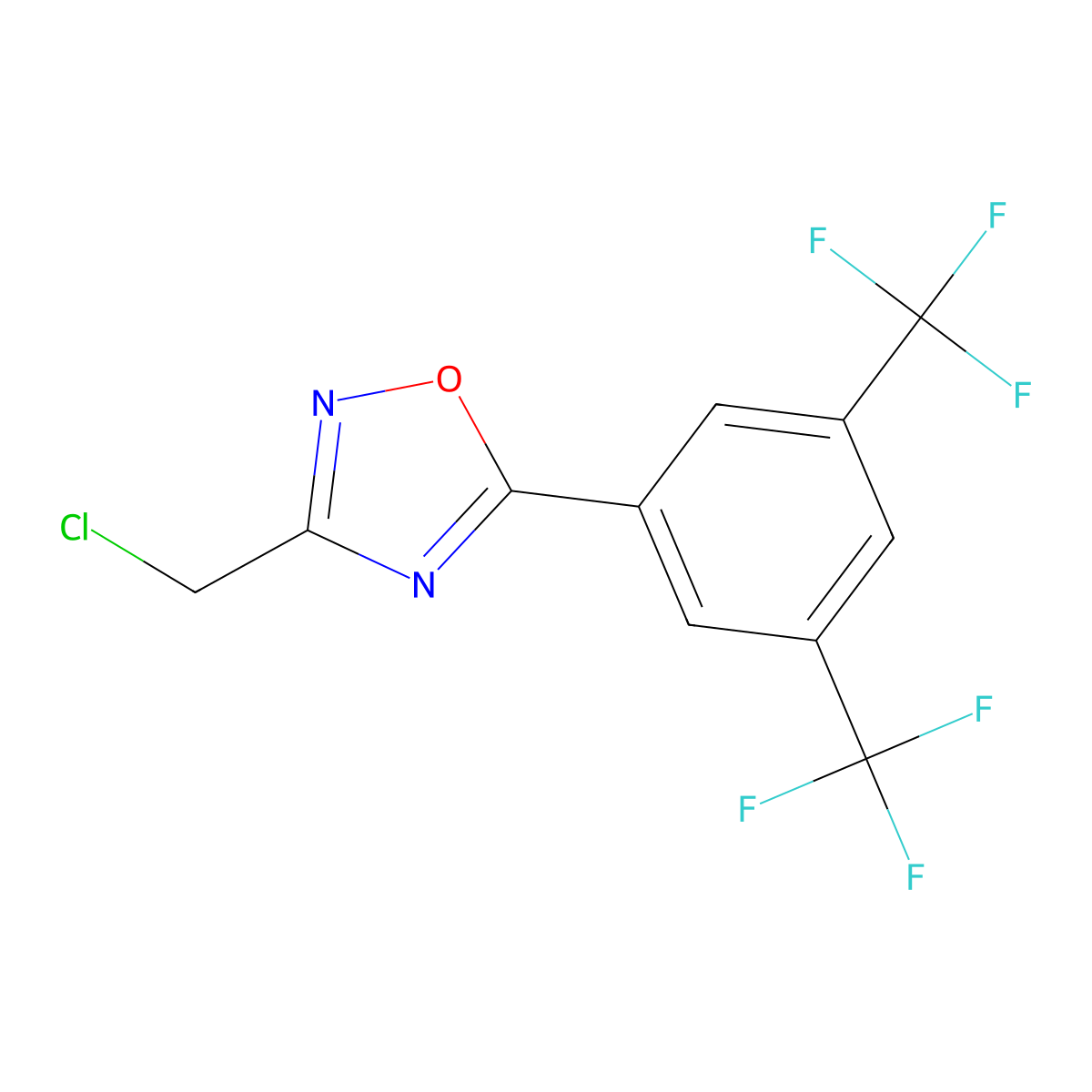 5-[3,5-Bis(trifluoromethyl)phenyl]-3-(chloromethyl)-1,2,4-oxadiazole molecular structure, CAS 287198-14-5