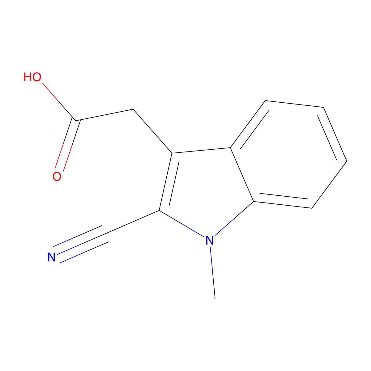 2-Cyano-1-methyl-1H-Indole-3-acetic acid molecular structure, CAS 287199-76-2