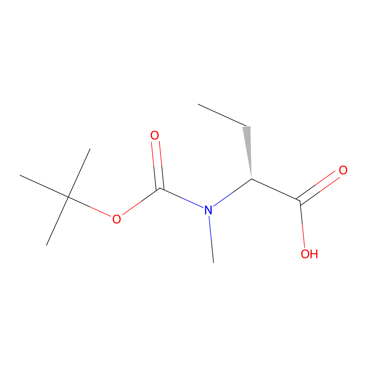 (2R)-2-(((tert-butoxy)carbonyl)(methyl)amino)butanoic acid molecular structure, CAS 287210-80-4