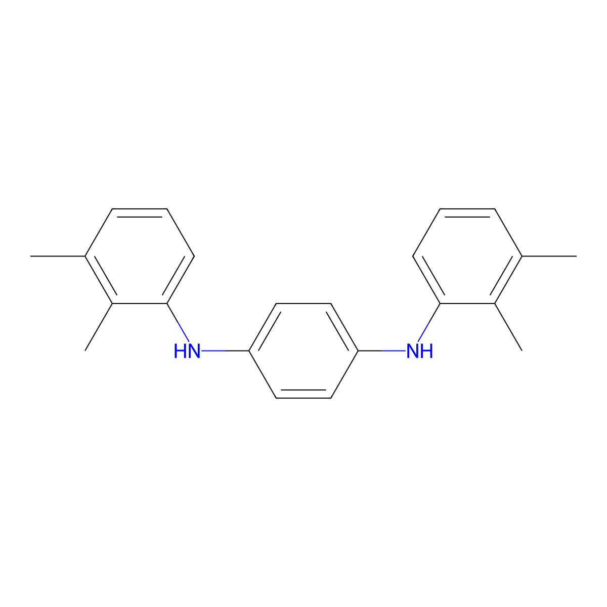1,4-Benzenediamine, N,N'-bis(dimethylphenyl)- molecular structure, CAS 28726-30-9