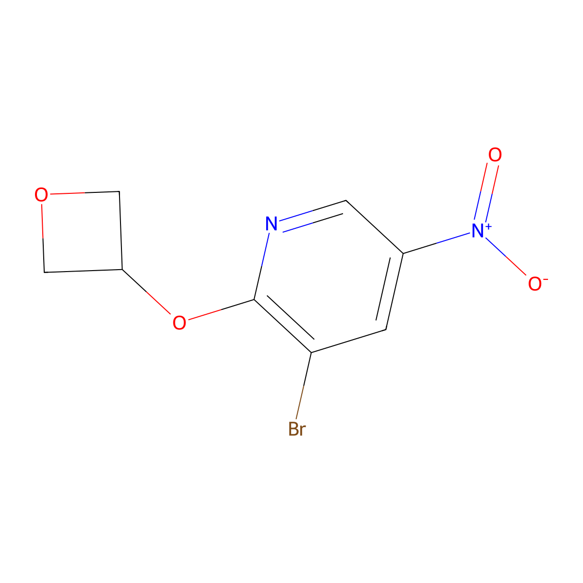 3-Bromo-5-nitro-2-(oxetan-3-yloxy)pyridine molecular structure, CAS 2872792-59-9