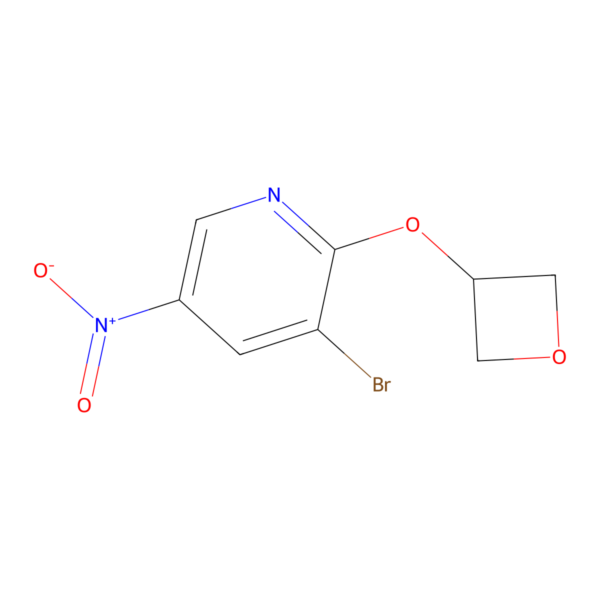 3-Bromo-5-nitro-2-(oxetan-3-yloxy)pyridine molecular structure, CAS 2872792-59-9