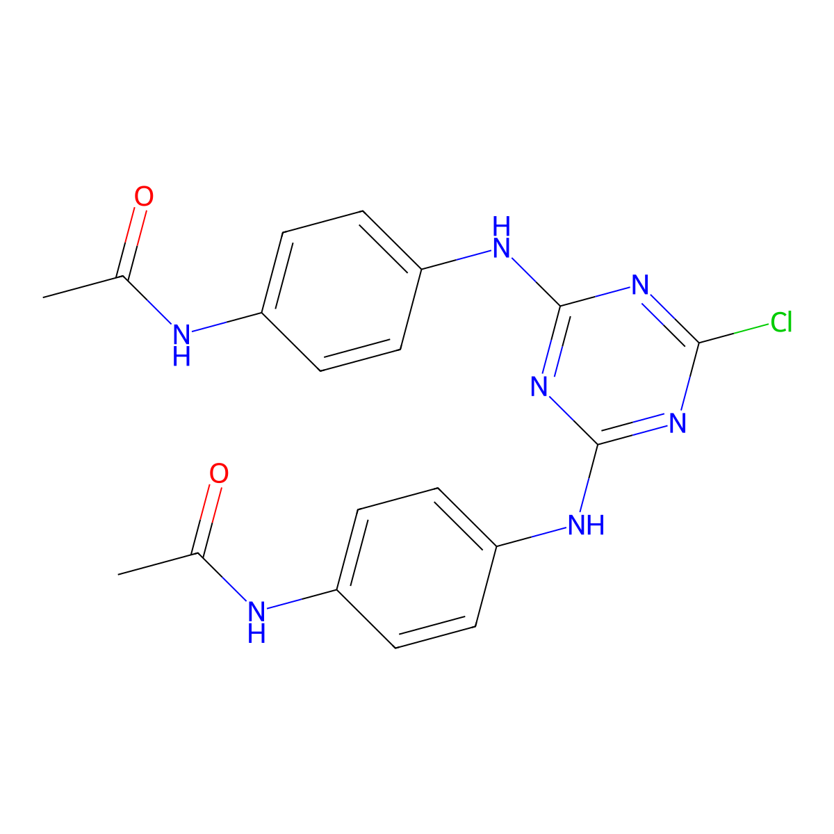 N,N'-[(6-Chloro-1,3,5-triazine-2,4-diyl)bis(azanediyl-4,1-phenylene)]diacetamide molecular structure, CAS 28731-86-4