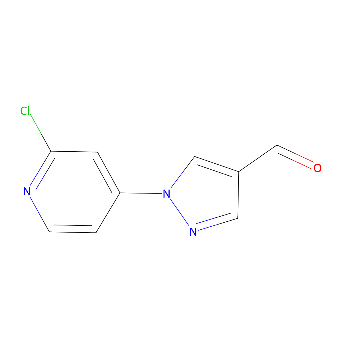 1-(2-Chloropyridin-4-yl)-1H-pyrazole-4-carbaldehyde molecular structure, CAS 2873195-70-9