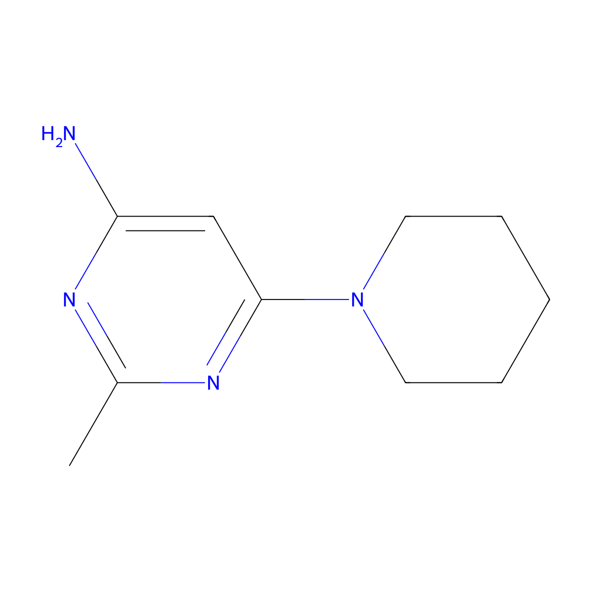 2-Methyl-6-(piperidin-1-yl)pyrimidin-4-amine molecular structure, CAS 28732-84-5