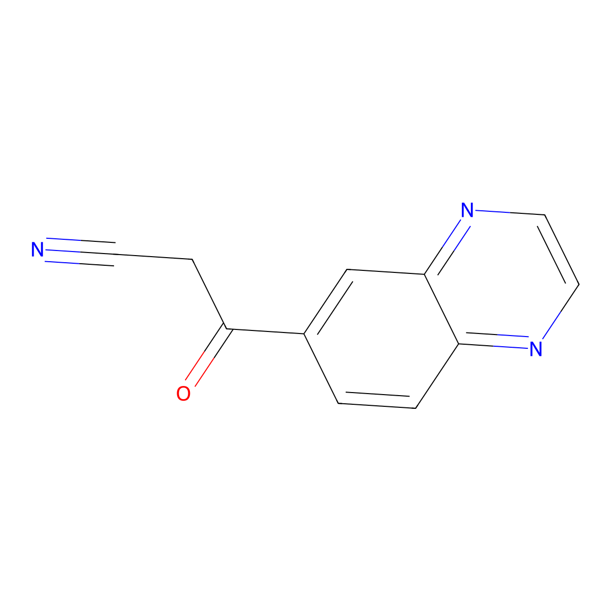 3-Oxo-3-(quinoxalin-6-yl)propanenitrile molecular structure, CAS 2873282-43-8