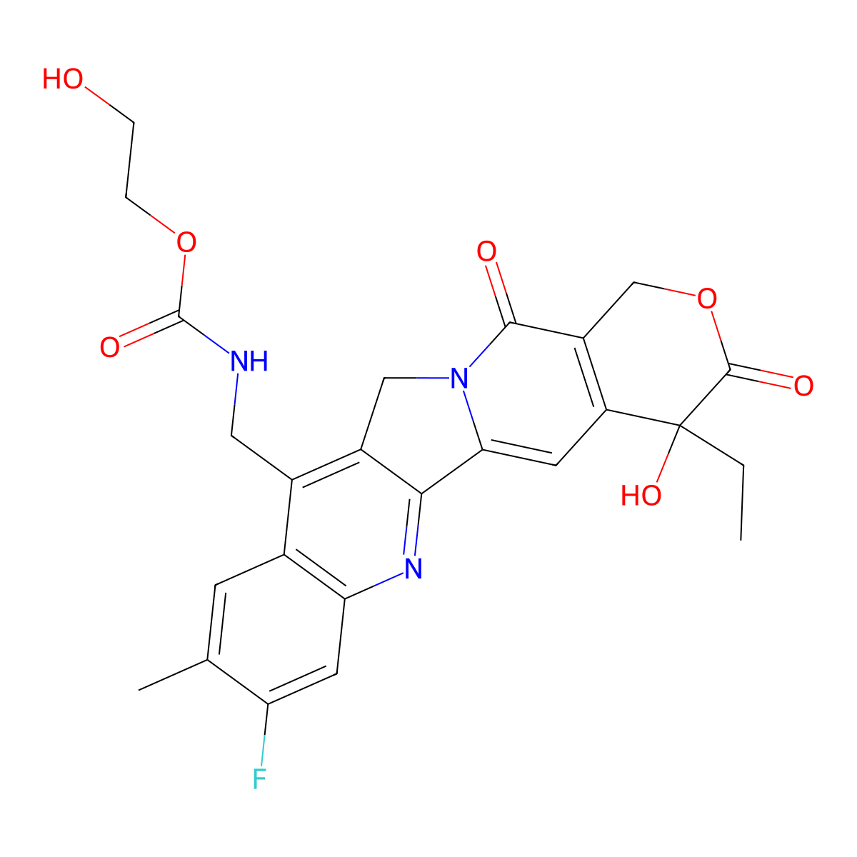 7-Hydroxyethyl carbamate-(10Me-11F-Camptothecin) molecular structure, CAS 2873460-17-2