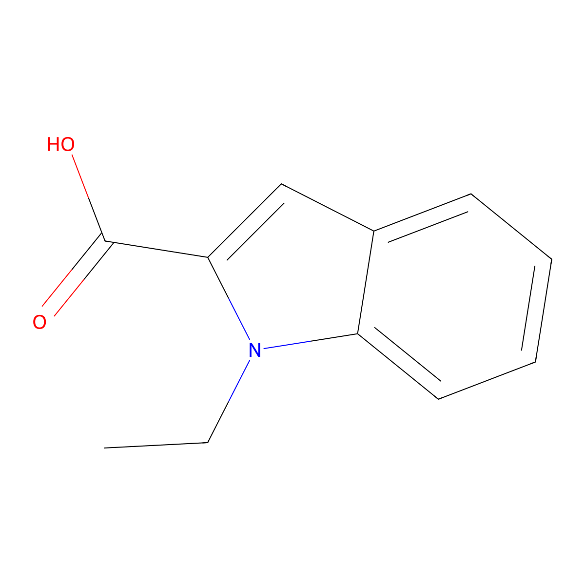1-ethyl-1H-indole-2-carboxylic acid molecular structure, CAS 28737-29-3
