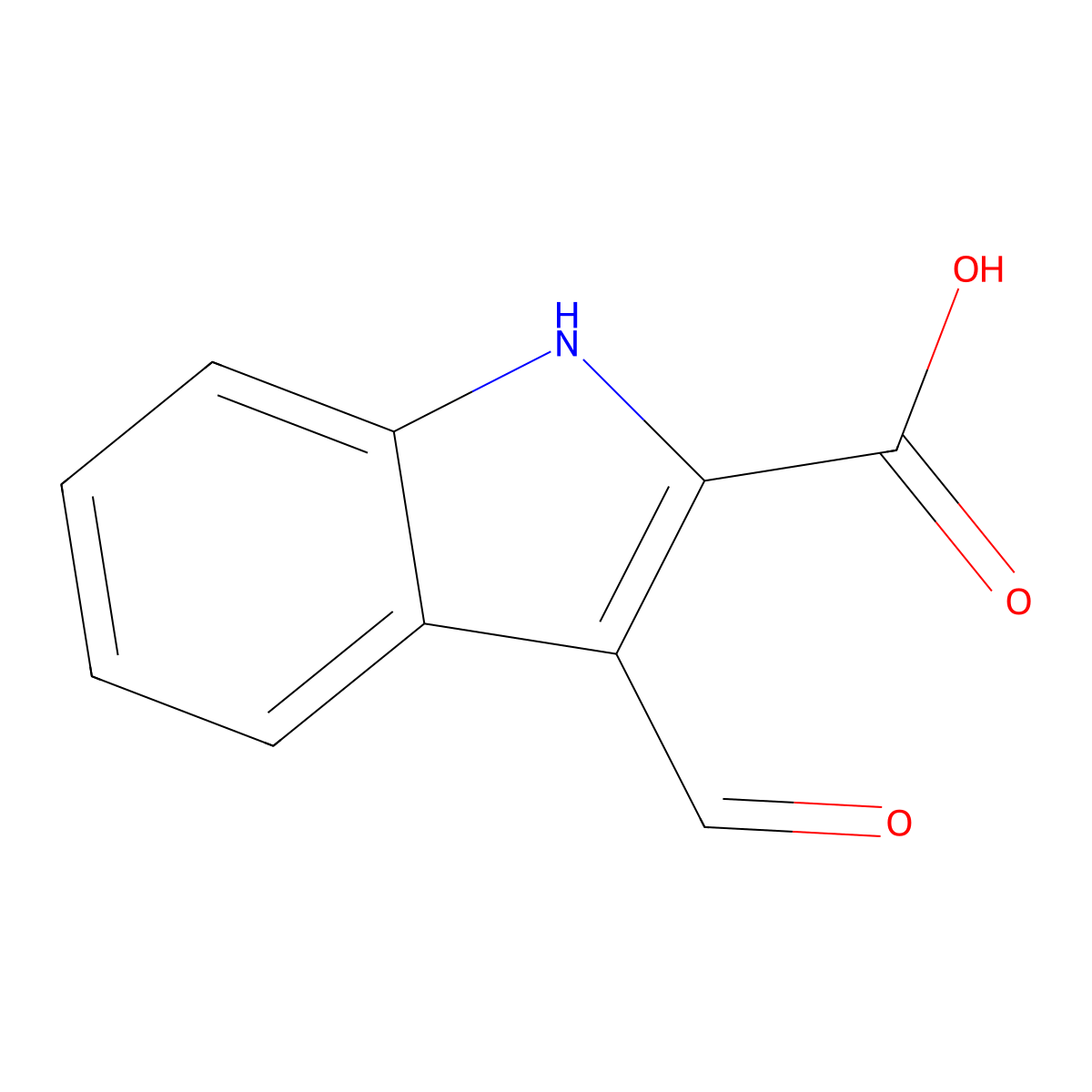 3-Formyl-1H-indole-2-carboxylic acid molecular structure, CAS 28737-34-0