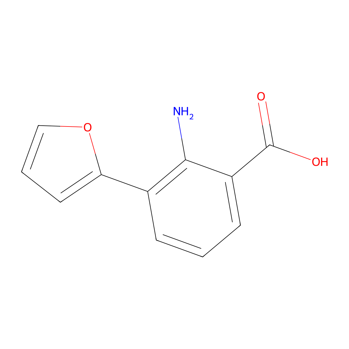 2-Amino-3-(furan-2-yl)benzoic acid molecular structure, CAS 287382-69-8