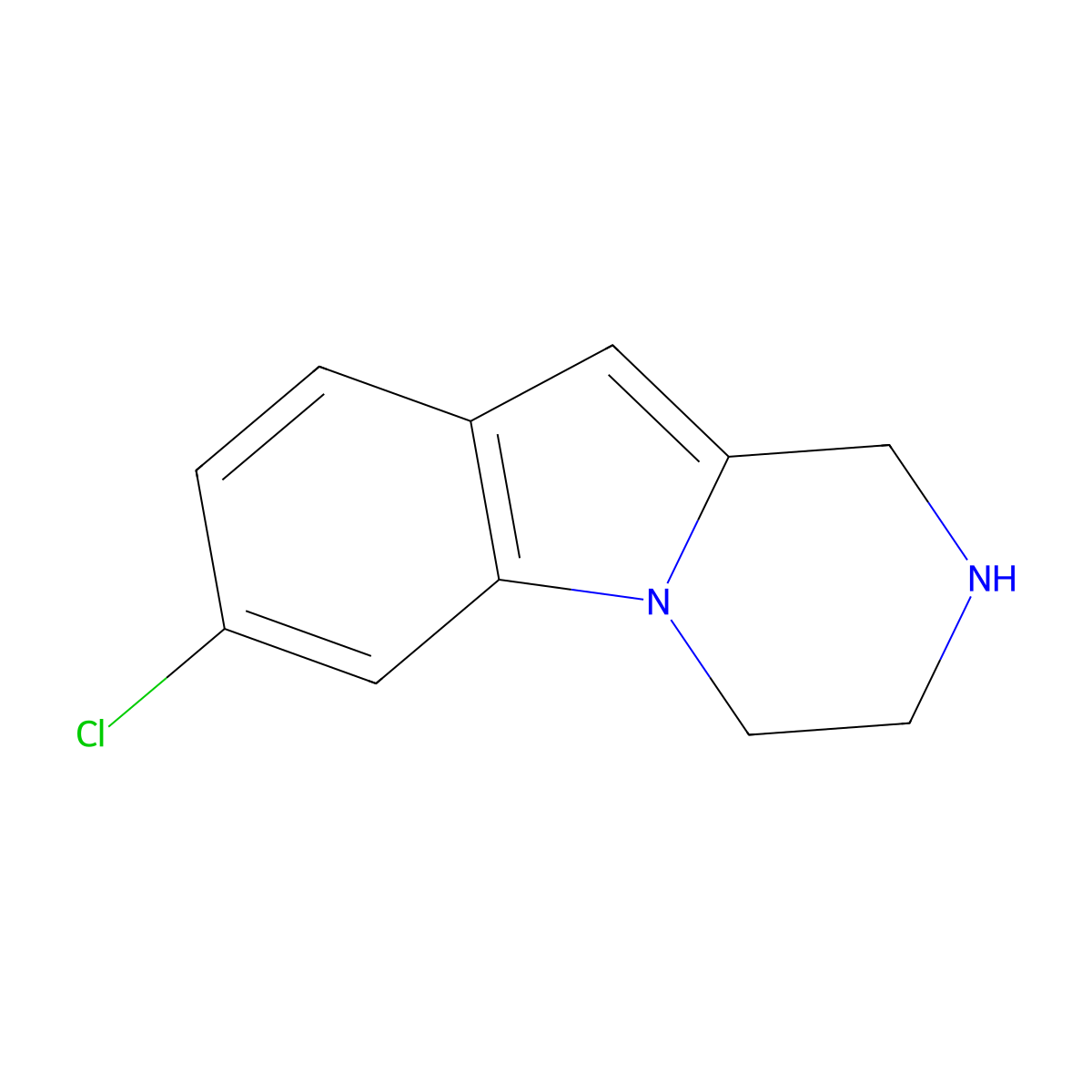 7-chloro-1H,2H,3H,4H-pyrazino[1,2-a]indole molecular structure, CAS 287384-61-6