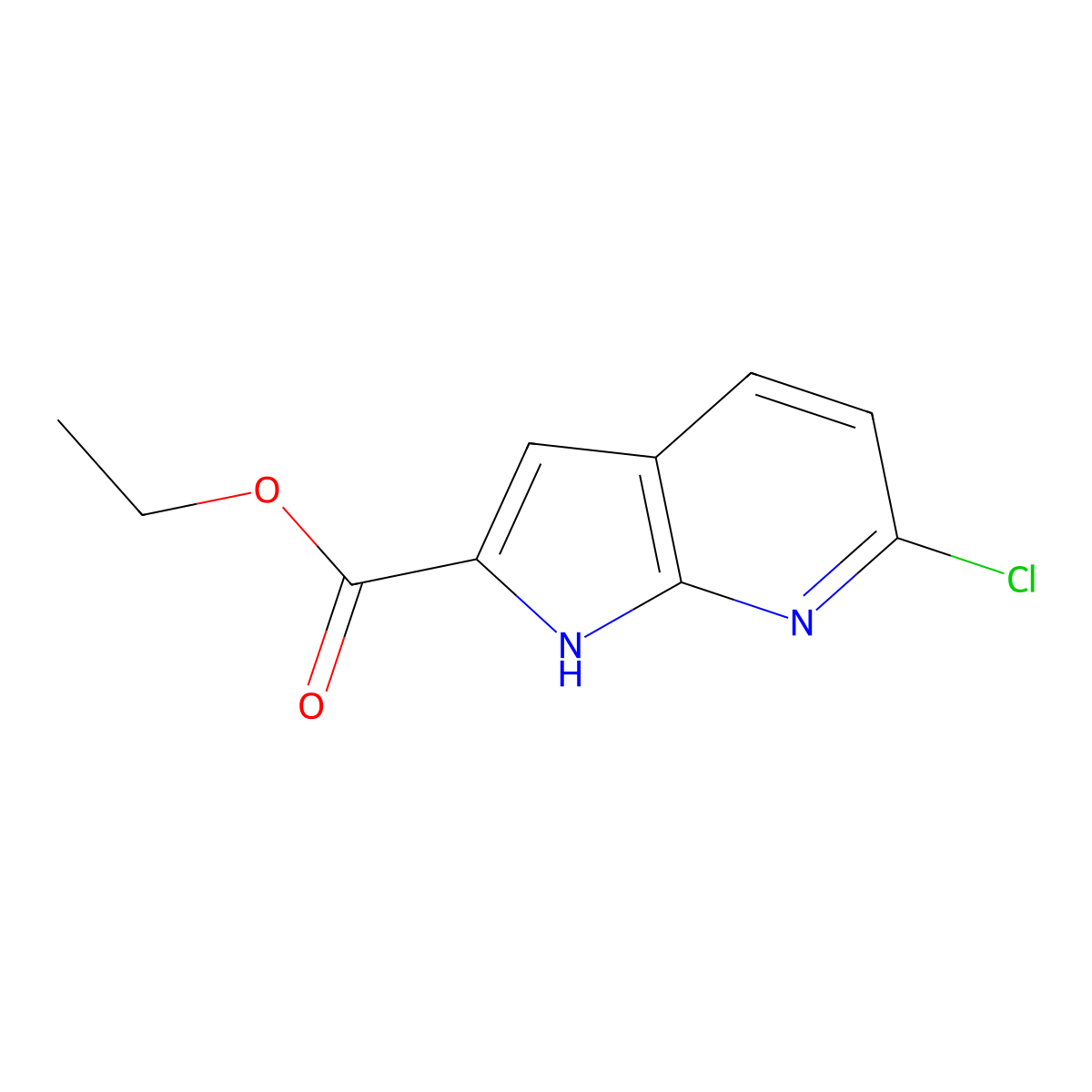 Ethyl 6-chloro-1H-pyrrolo[2,3-b]pyridine-2-carboxylate molecular structure, CAS 287384-84-3